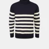 Discount Gloverall Breton Submariner Jumper Navy with Ecru Stripes