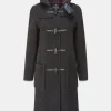 New Gloverall Long Panelled Duffle Coat Charcoal