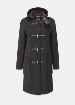 New Gloverall Long Panelled Duffle Coat Charcoal