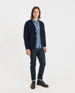 New Gloverall Moss Stitch Cardigan Navy