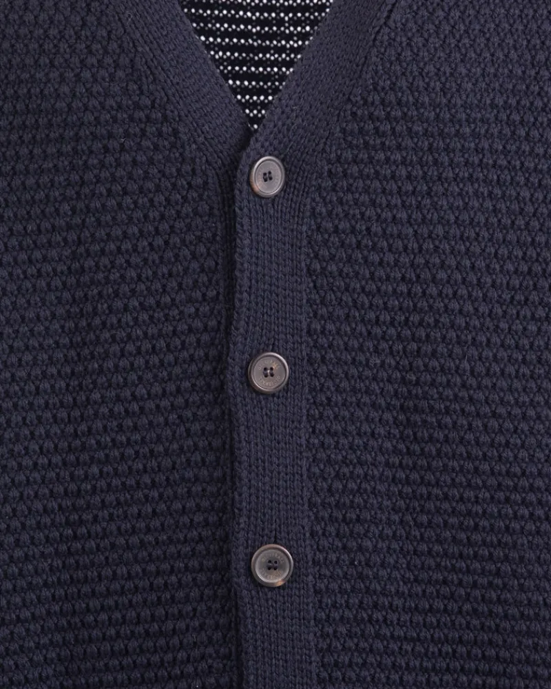 New Gloverall Moss Stitch Cardigan Navy