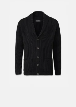 Hot Gloverall Shawl Collar Cardigan Black