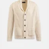 Hot Gloverall Shawl Collar Cardigan Ecru