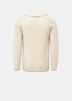 Hot Gloverall Shawl Collar Cardigan Ecru