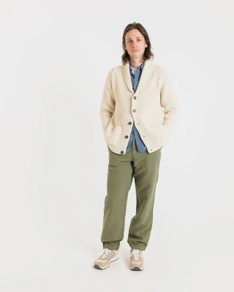 Hot Gloverall Shawl Collar Cardigan Ecru