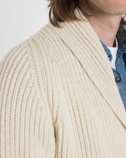 Hot Gloverall Shawl Collar Cardigan Ecru