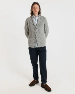 Outlet Gloverall Shawl Collar Cardigan Light Grey