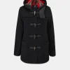 Fashion Gloverall Short Slim Fit Duffle Coat Black Royal Stewart