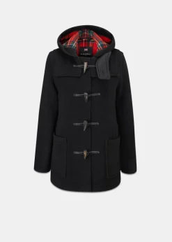 Fashion Gloverall Short Slim Fit Duffle Coat Black Royal Stewart