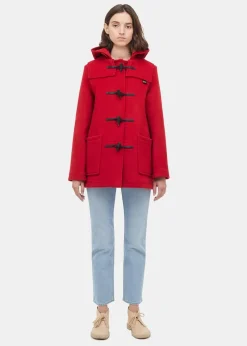 Outlet Gloverall Short Slim Fit Duffle Coat Red Thomson