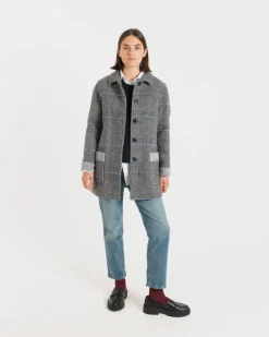 Sale Gloverall Women's George Jacket Prince of Wales Silver